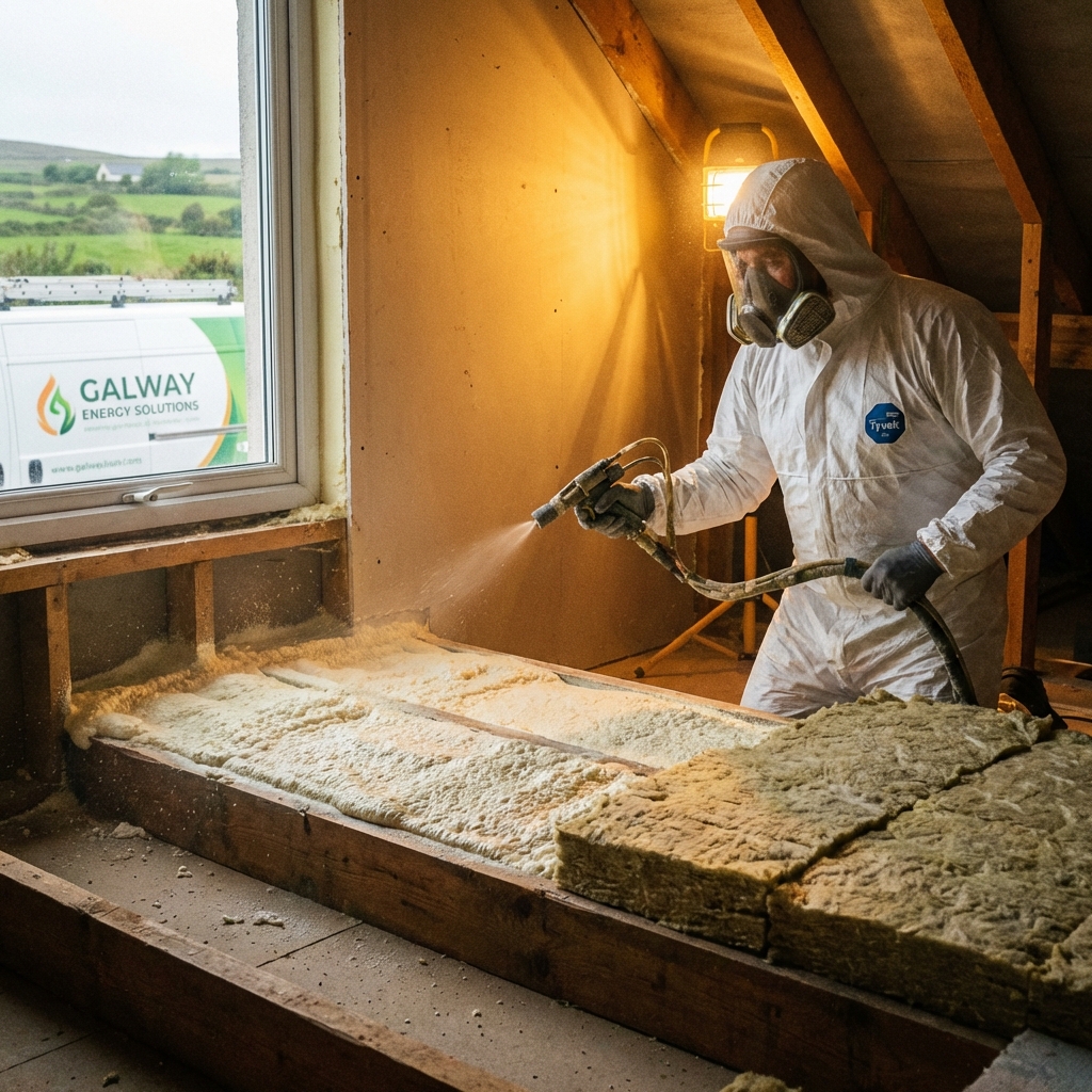 Energy-efficient roofing insulation installation in Galway